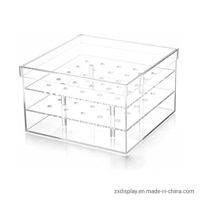 25 Holes Square Clear Acrylic Vase Flower Box for Birthday Gift