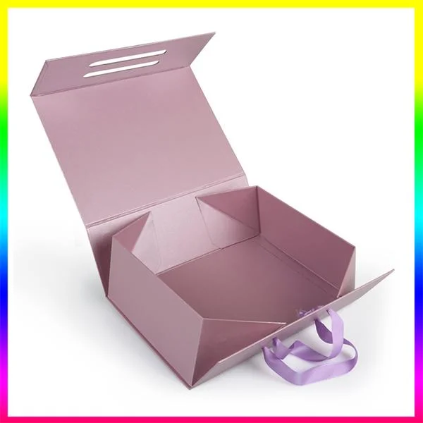 Custom Rigid Cardboard Magnet Packaging Box with Handles Wholesale Large Folding GIF Box for Shoes Packing