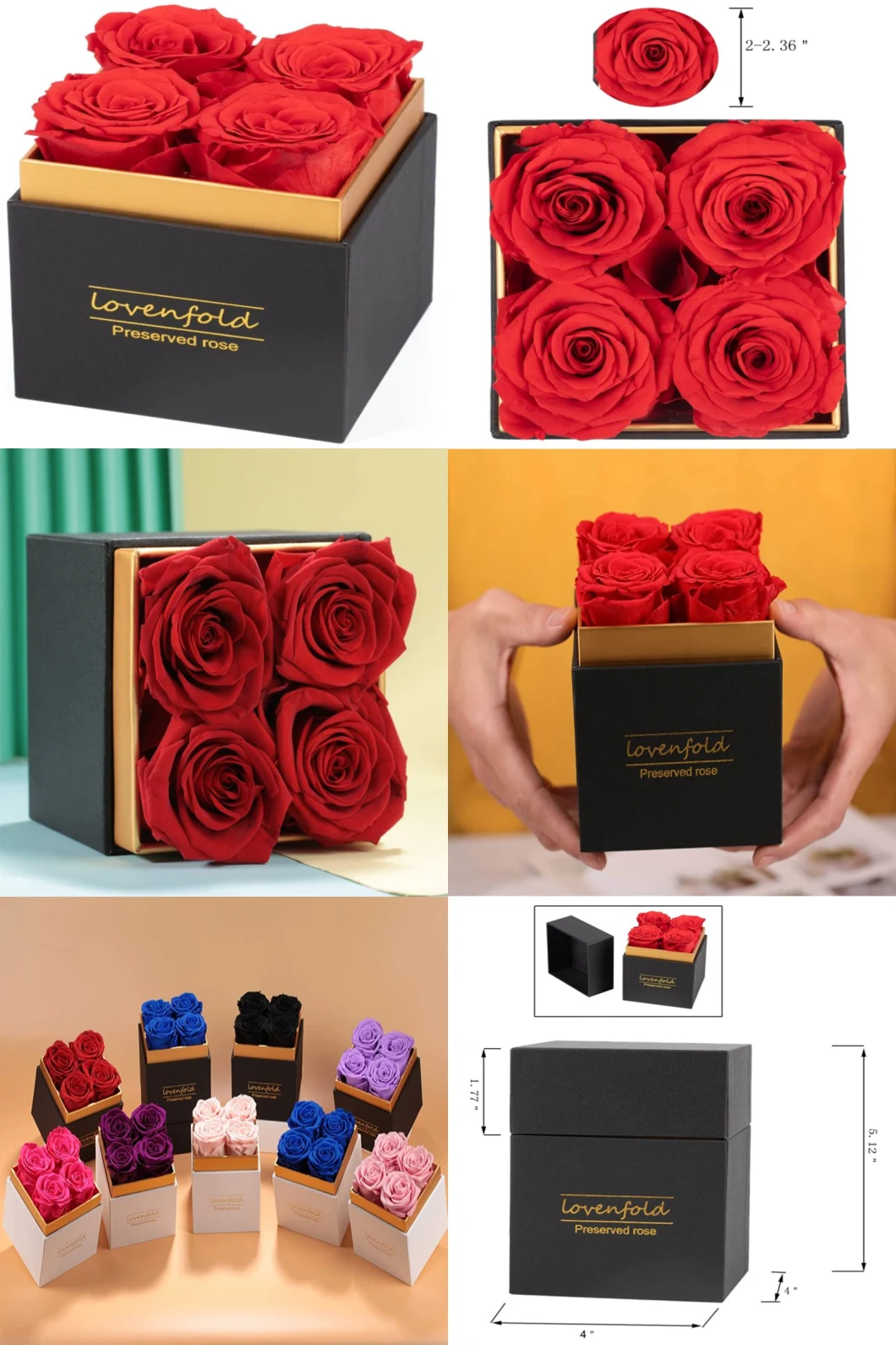 Custom Designed Square Ribbon Packaging Gift Box with High-Quality Romantic Flower Box