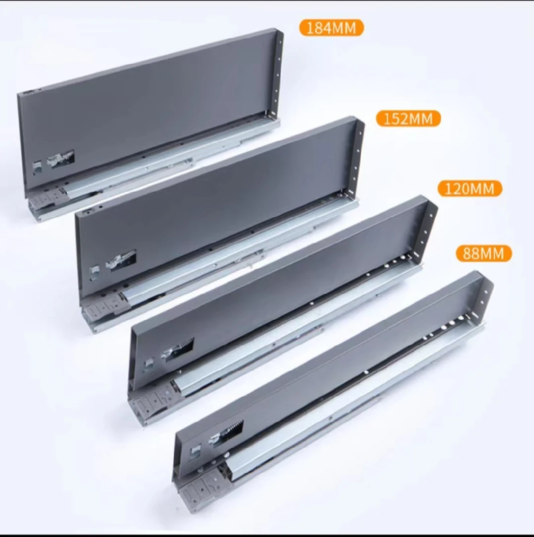 Furniture Hardware Soft Close Drawer Slides Telescopic Channel Kitchen Accessories Slim Tandem Box